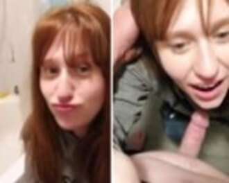Tiny drunken girl sucks